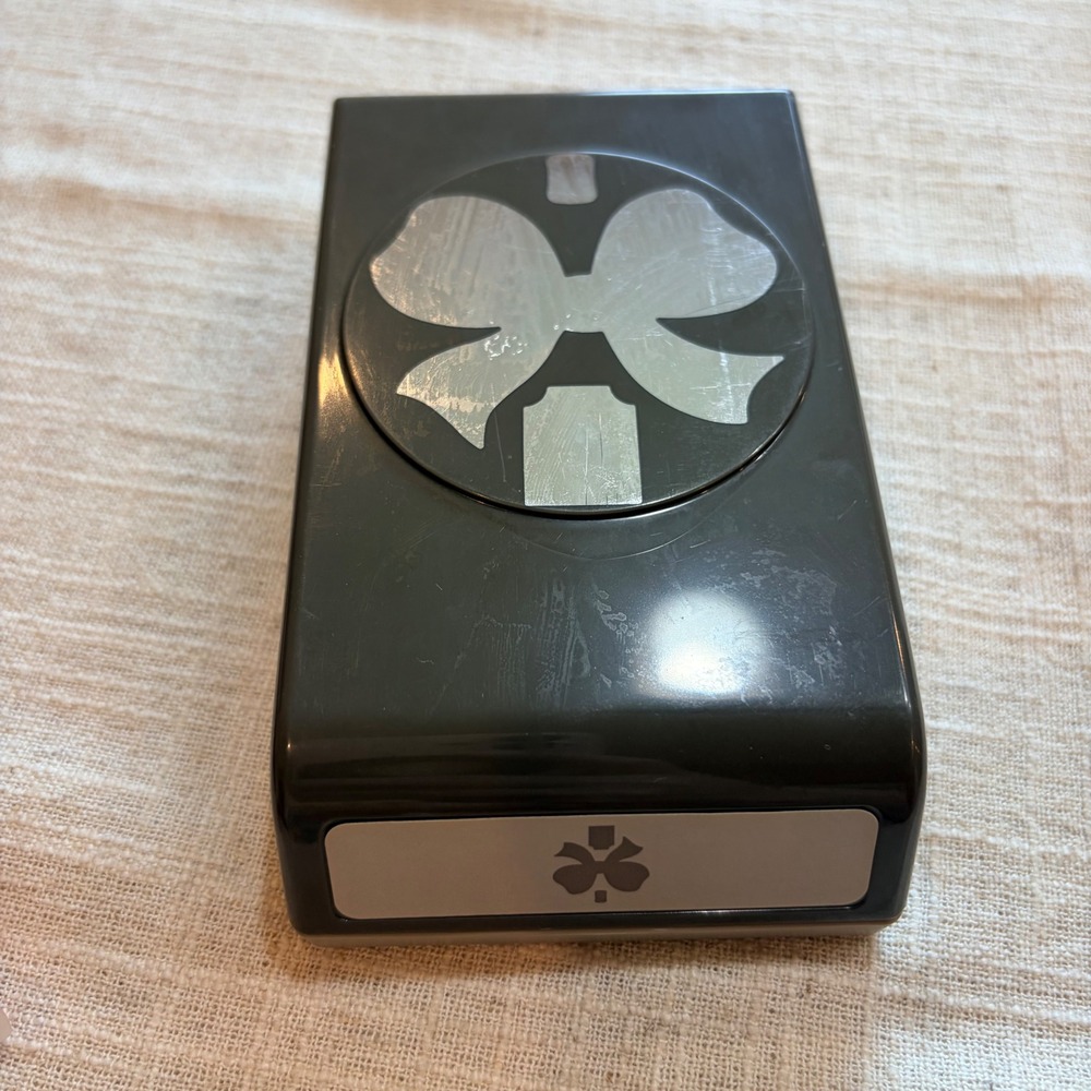 Stampin Up Bow Builder Punch 3D Paper Craft Scrapbooking Tool 137414 Gray Black